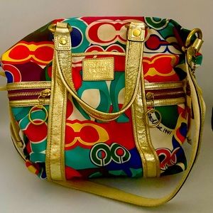Authentic Coach Poppy bright multicolor graffiti satchel/shoulder bag.